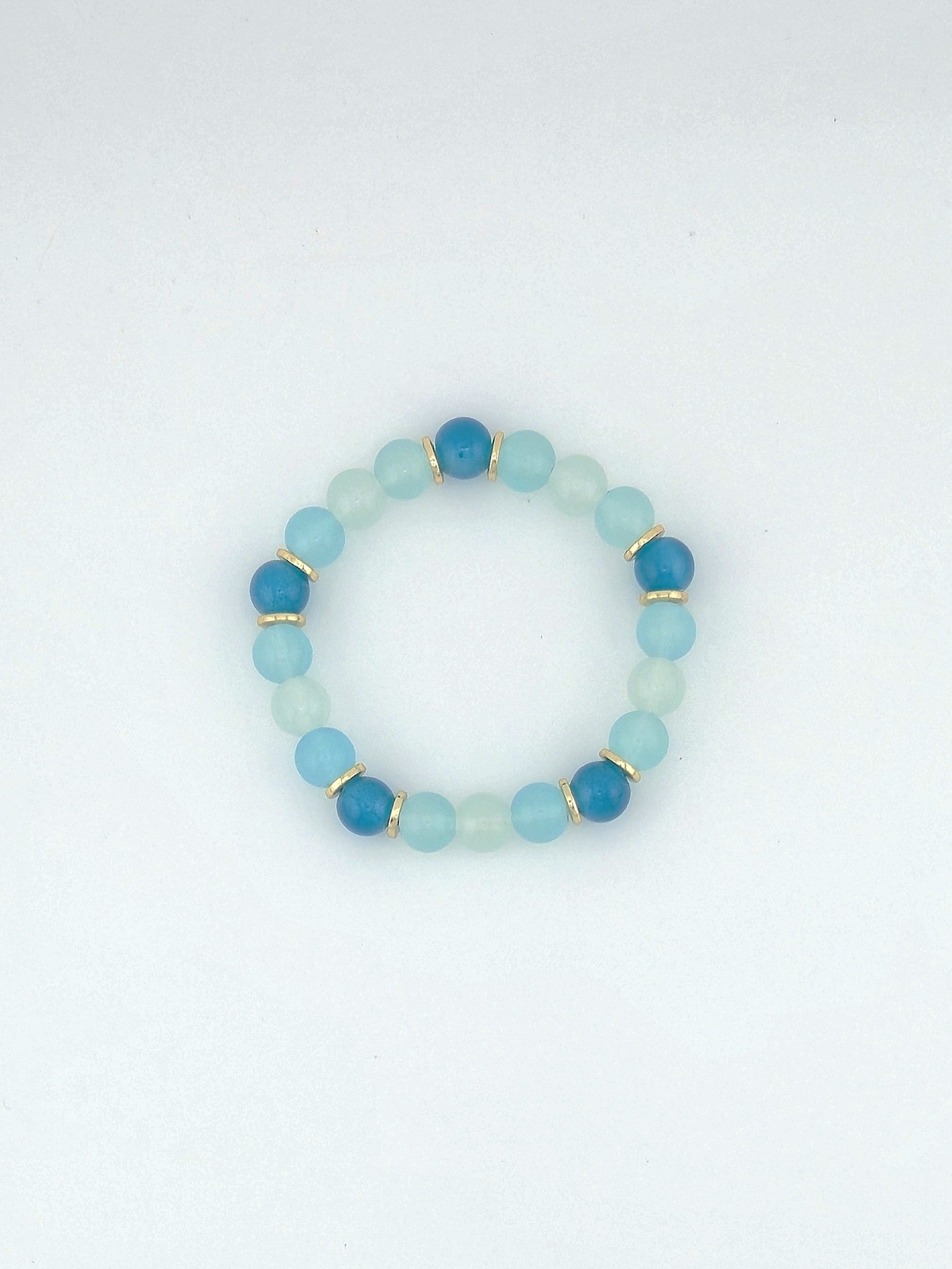 Turquoise Ombre 10mm Glass Bead Bracelet