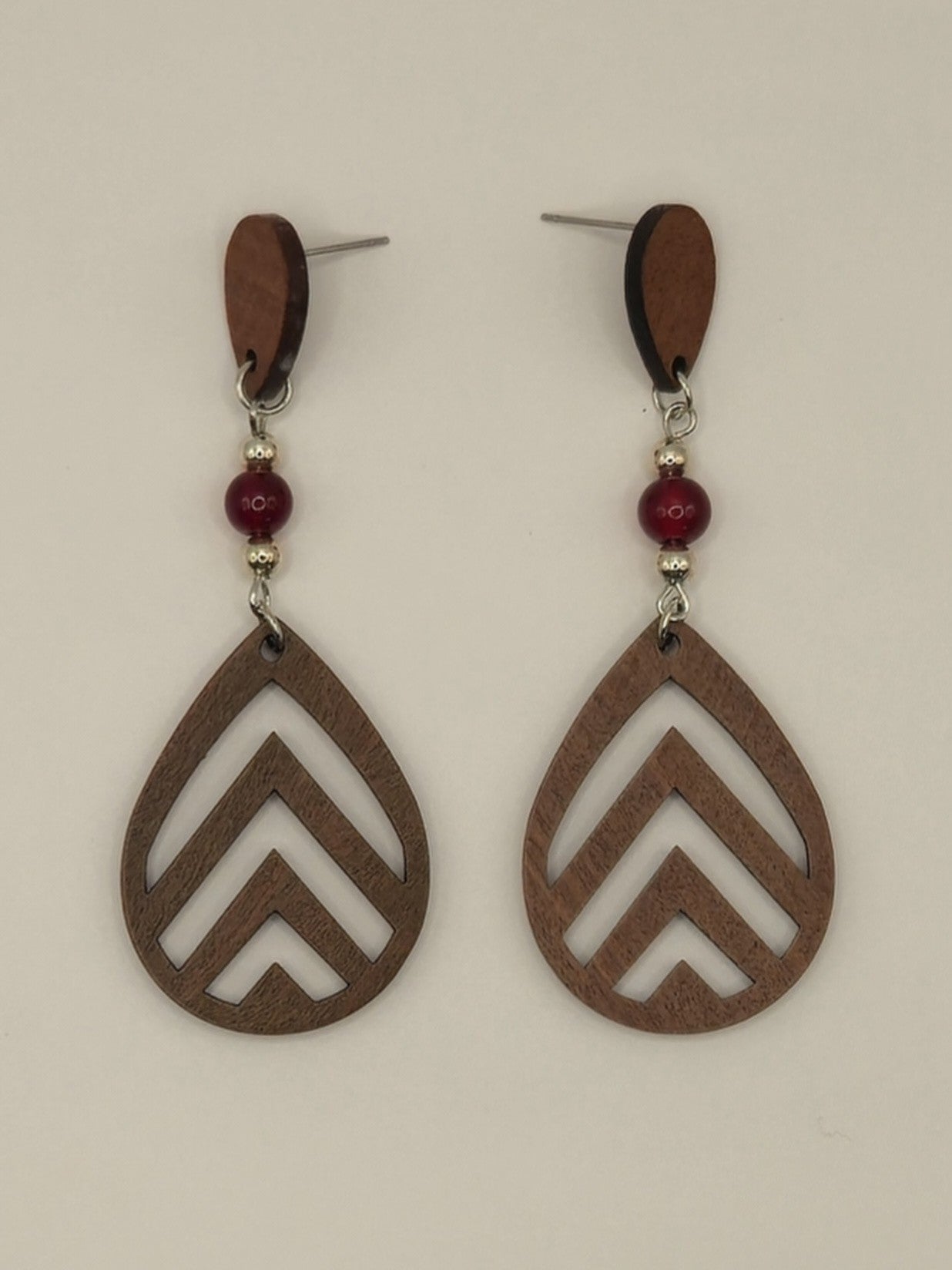 Boho Teardrop  Wood Earrings