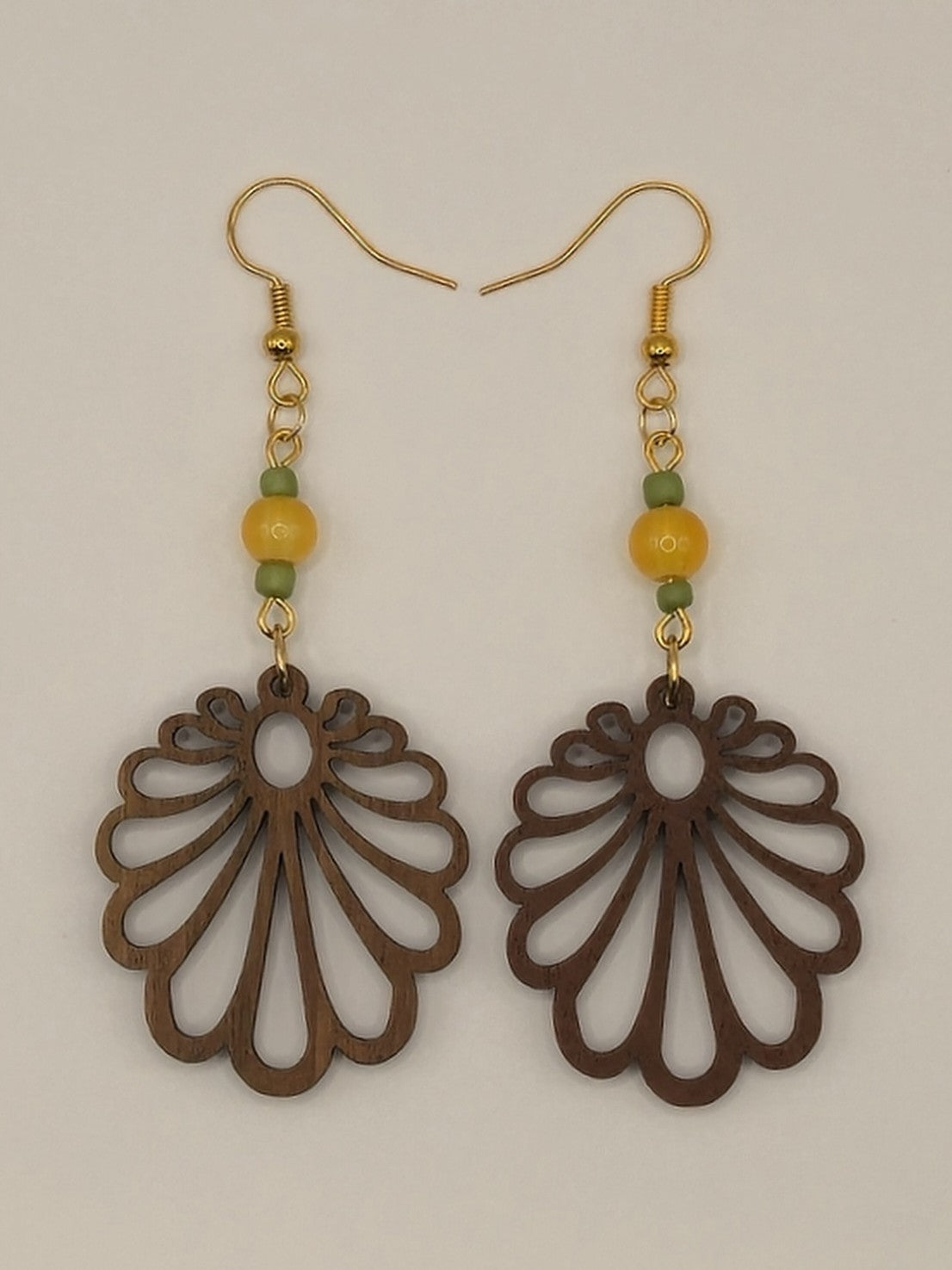 Large Floral Carved Wood Earrings