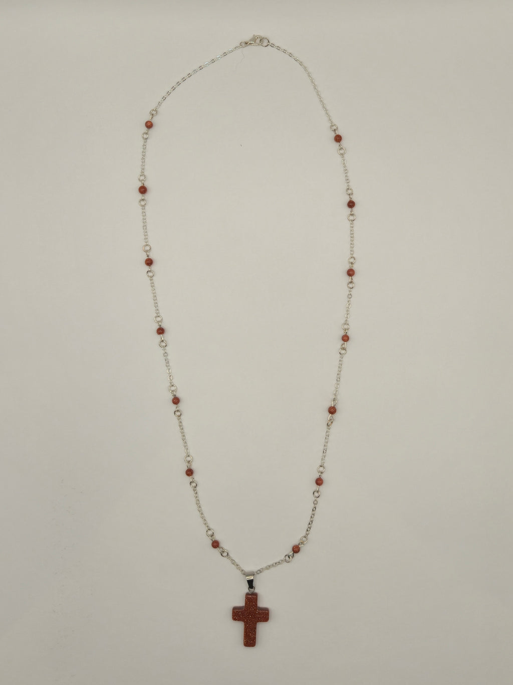 Red Sandstone Cross Pendant Necklace