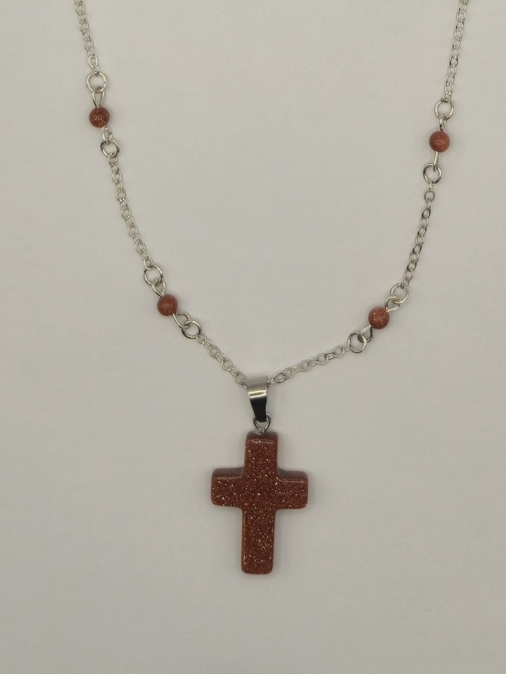 Red Sandstone Cross Pendant Necklace