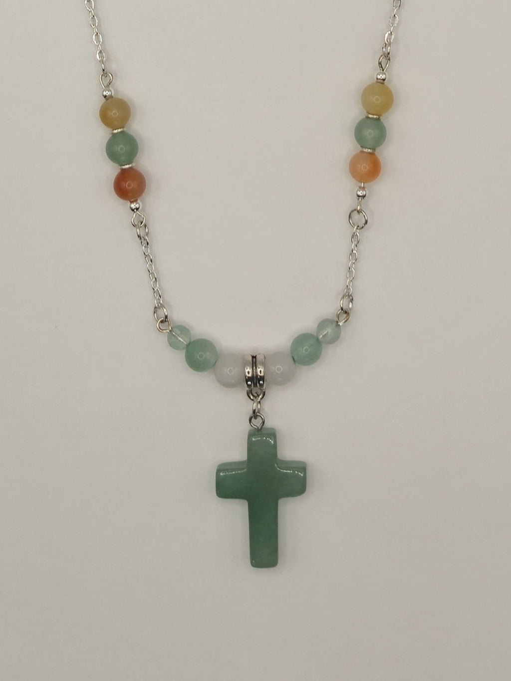 Green Aventurine Cross Pendant Necklace
