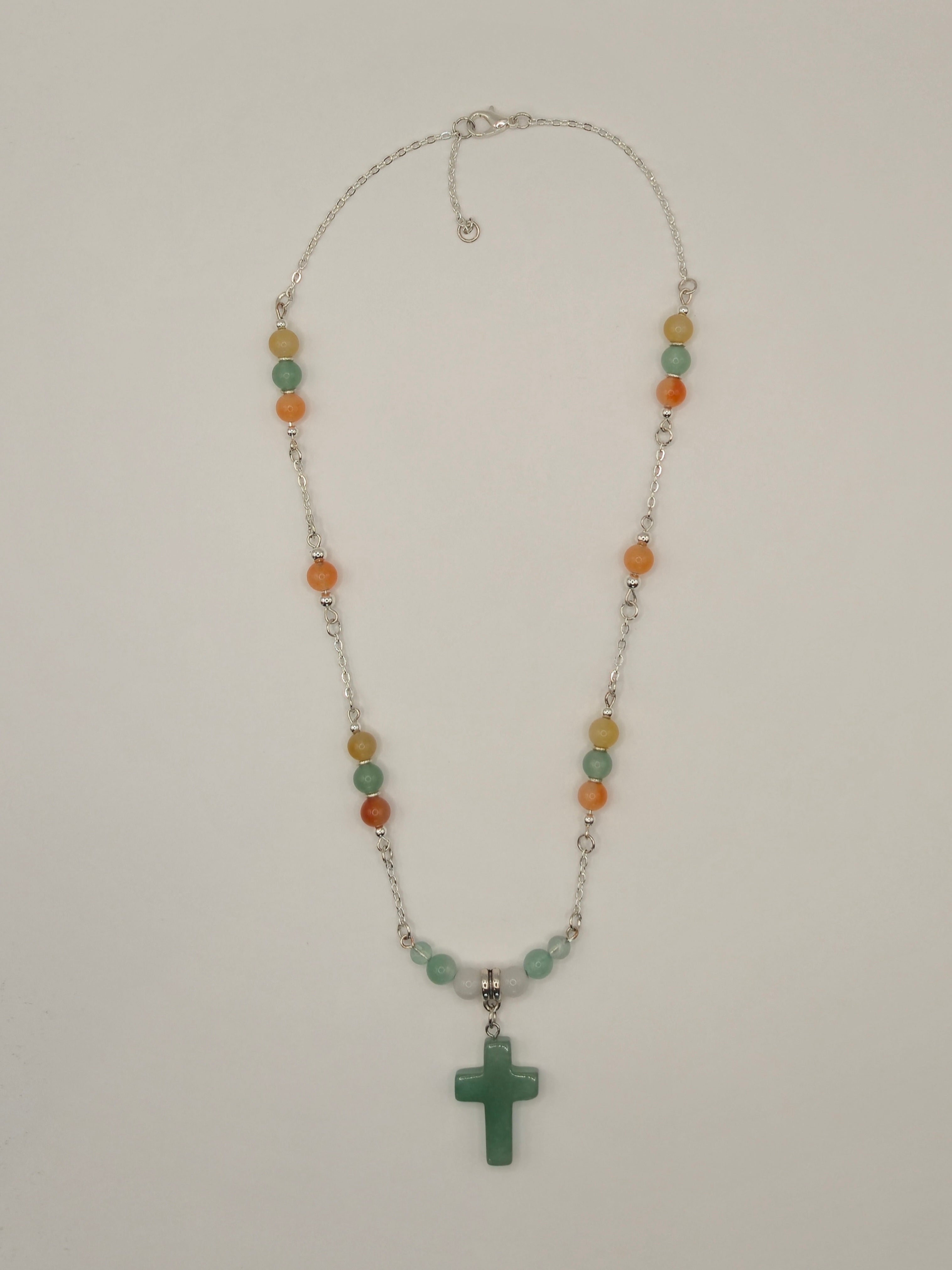 Green Aventurine Cross Pendant Necklace