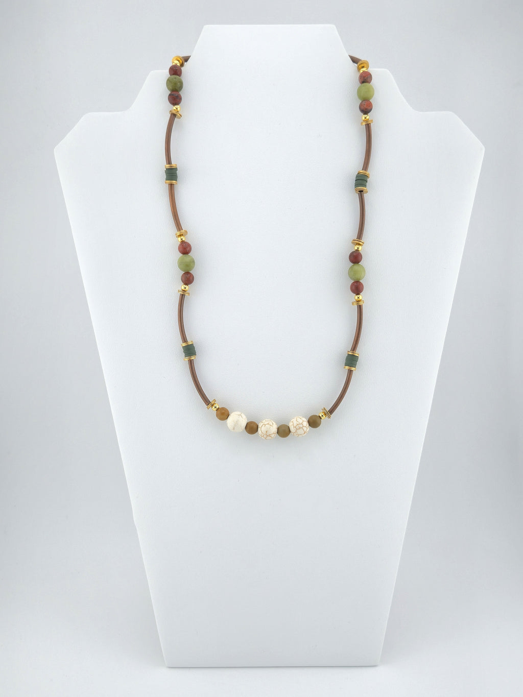 White Crackle Howlite & China Jade Necklace