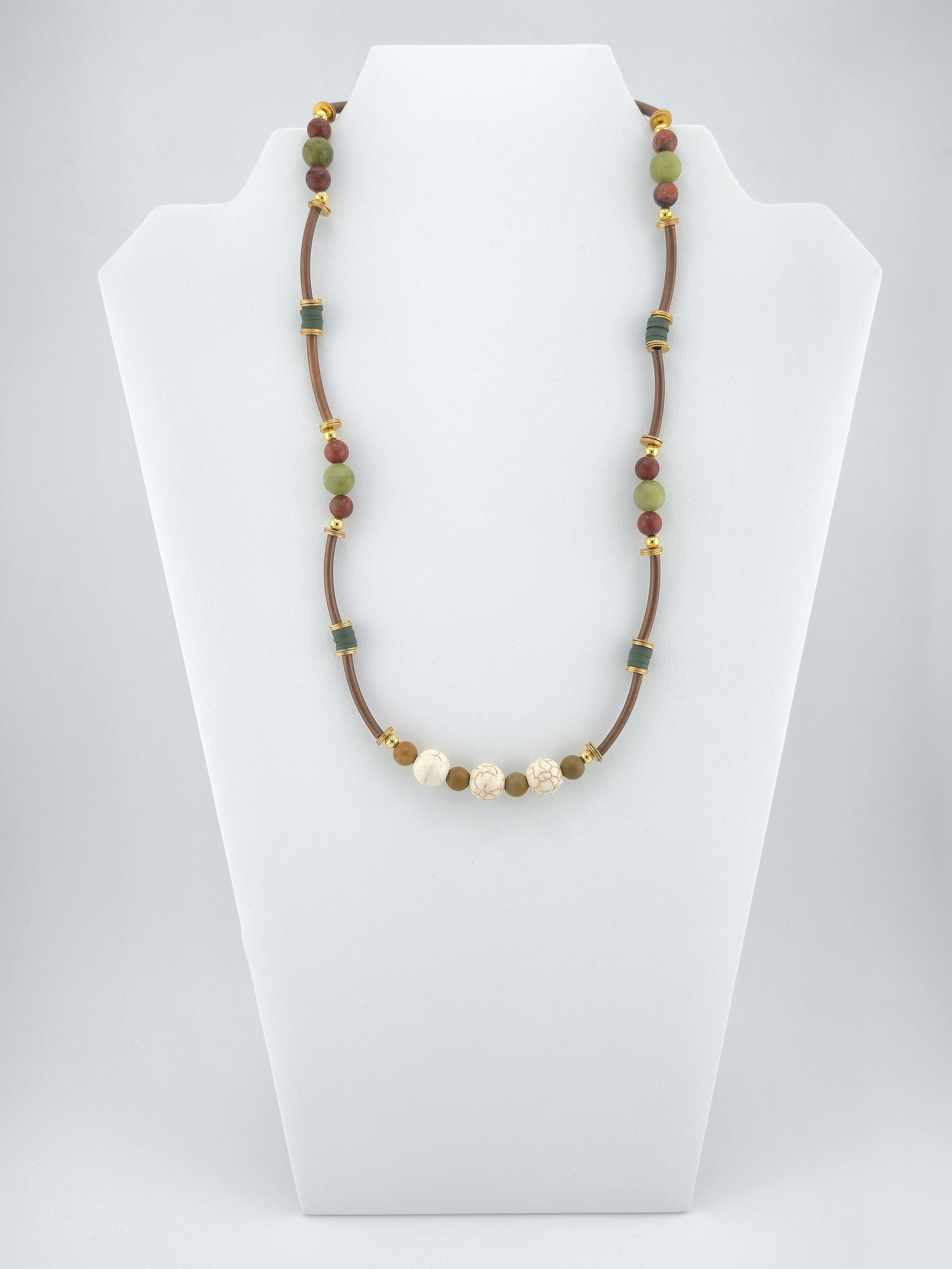 White Crackle Howlite & China Jade Necklace