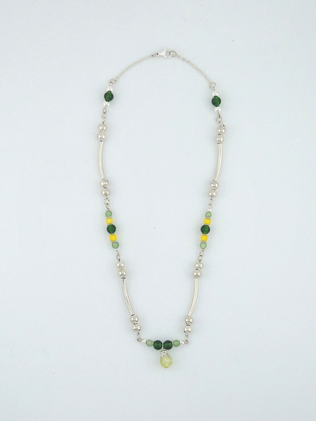 Yellow & Green Crackle Glass Necklace