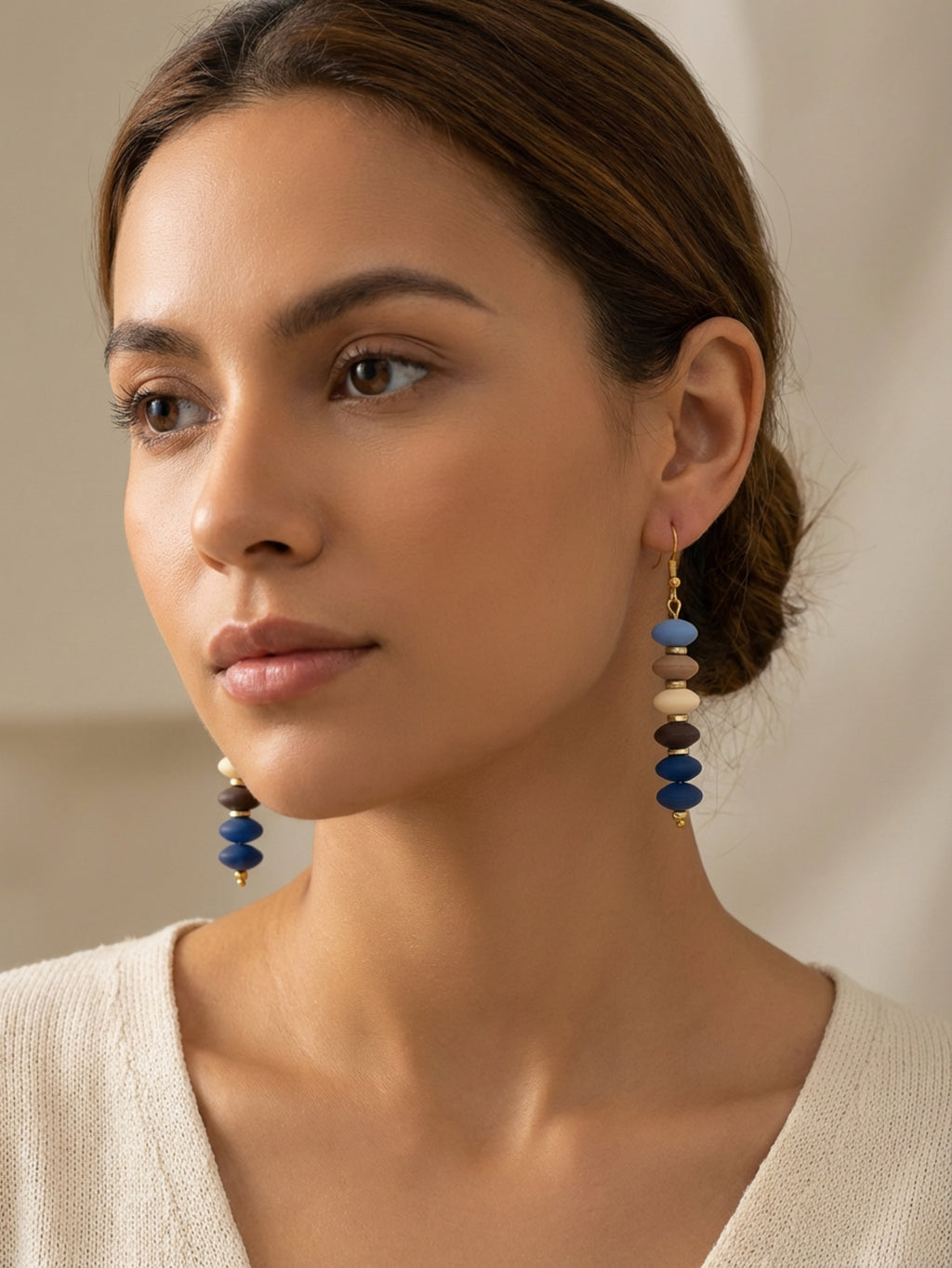 Blue Lentil Bead Earrings