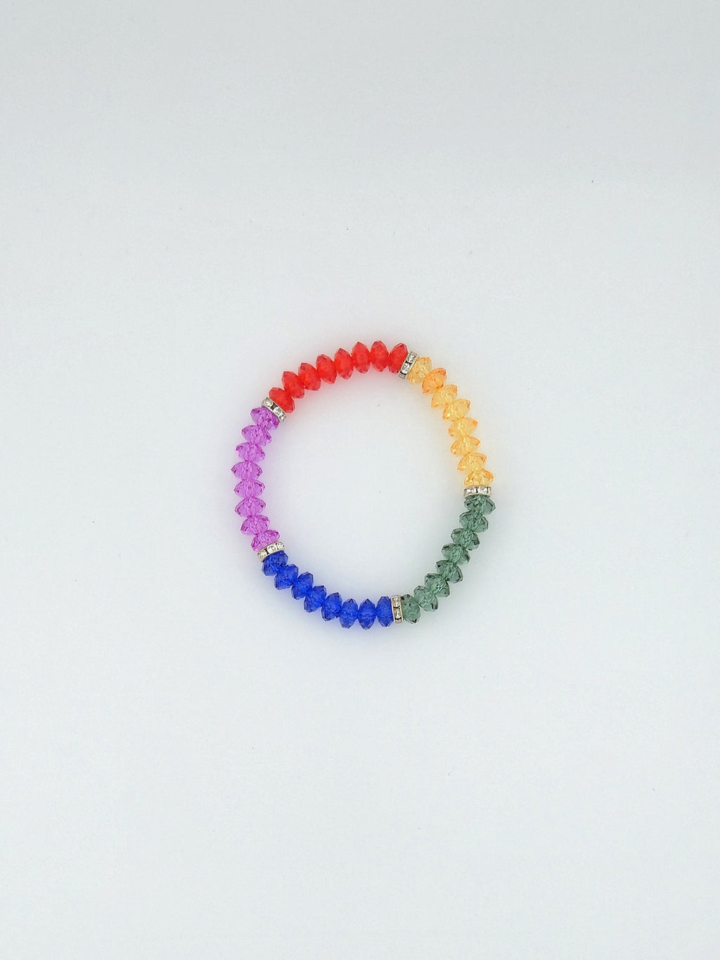 Rainbow Faceted Glass Bead Bracelet