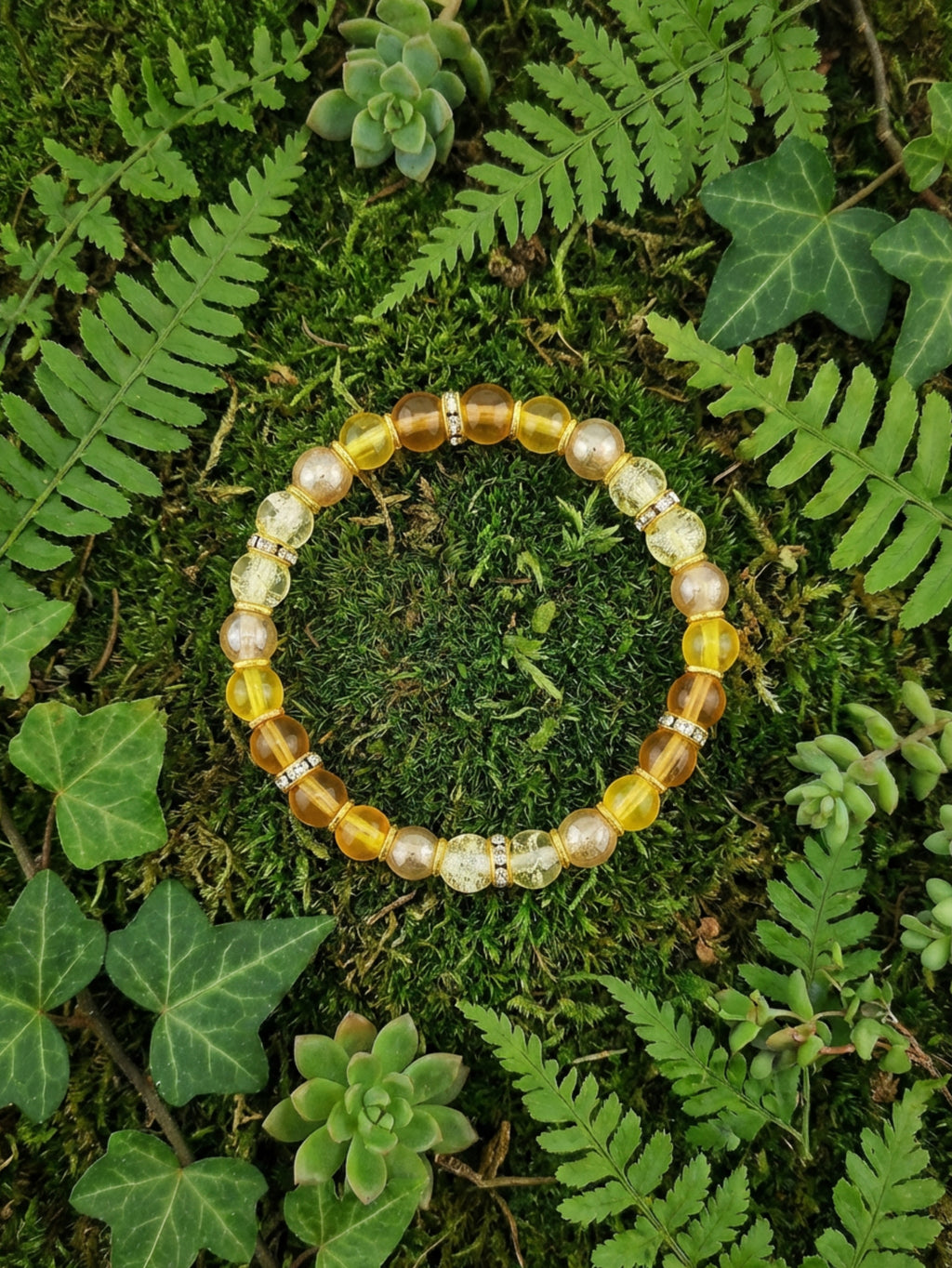Dazzling Gold Glass Bead Bracelet