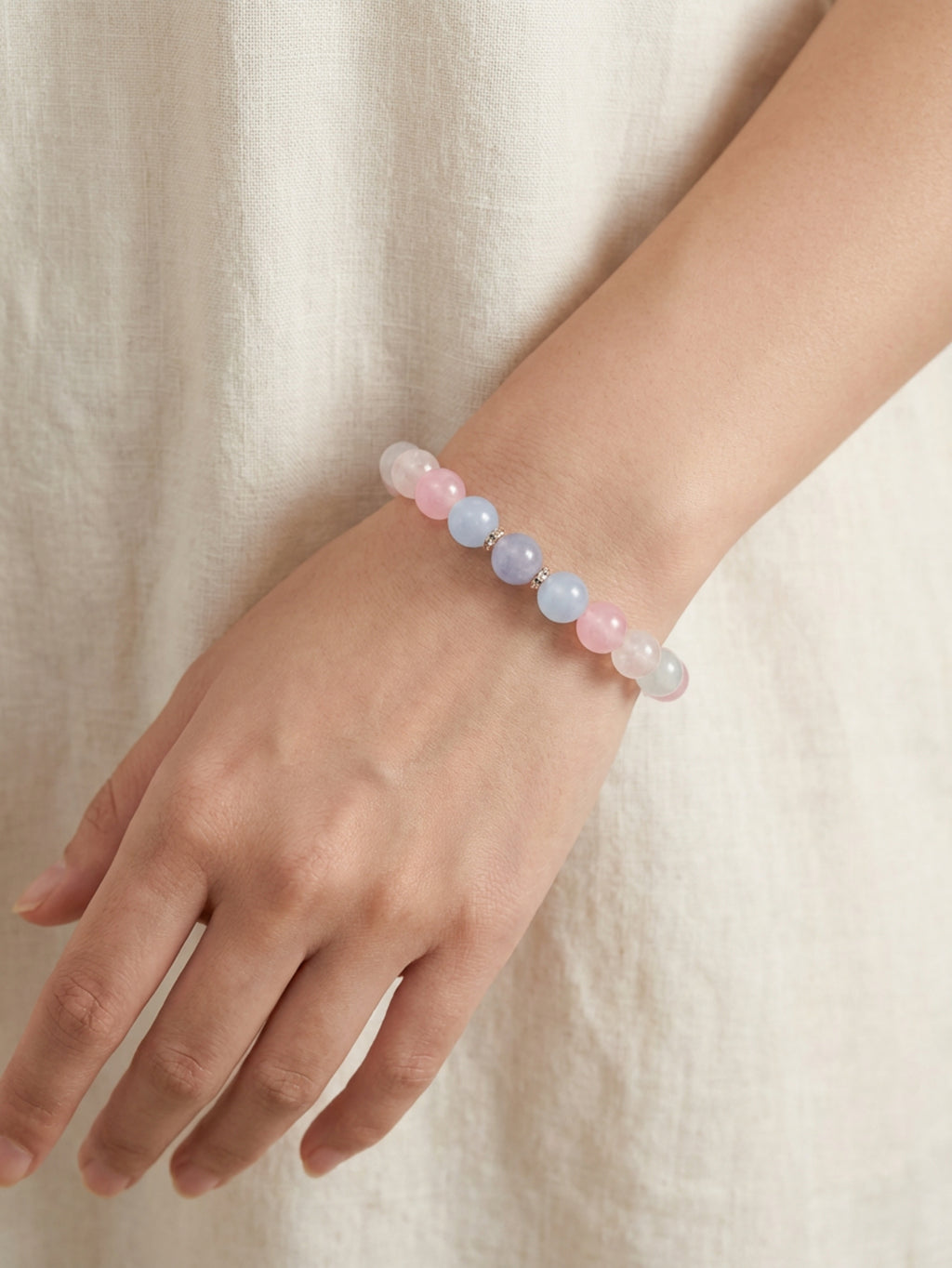 Pink & Grey Ombre Glass Bead Bracelet