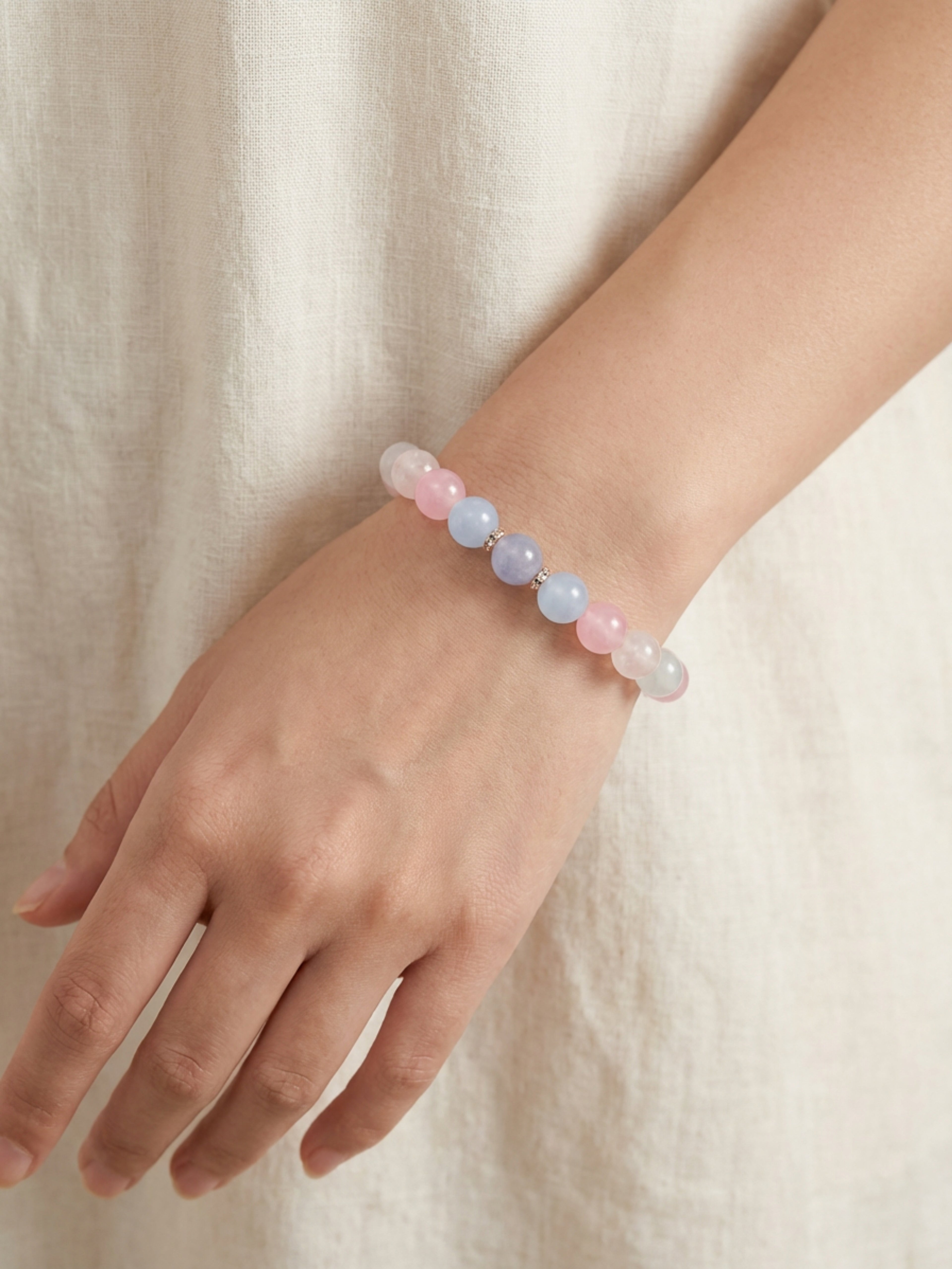 Pink & Grey Ombre Glass Bead Bracelet