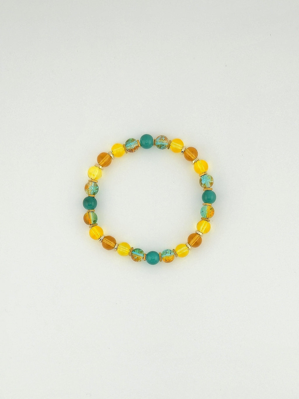 Turquoise & Gold Fusion Glass Bead Bracelet 2
