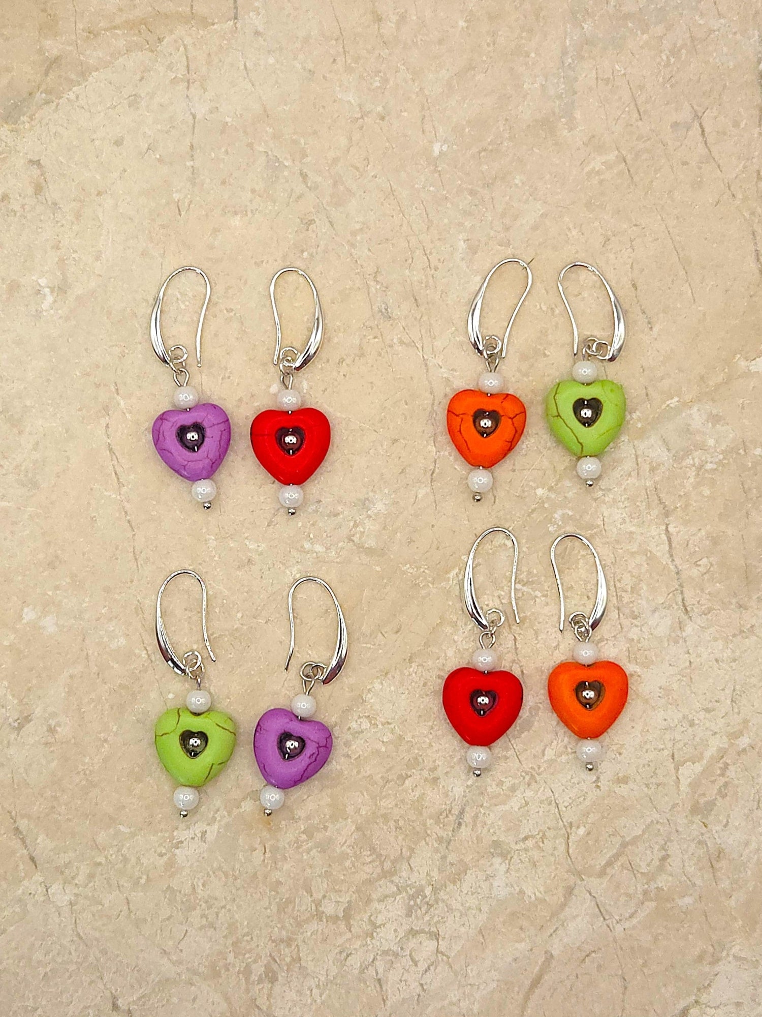 Stone Heart Earrings