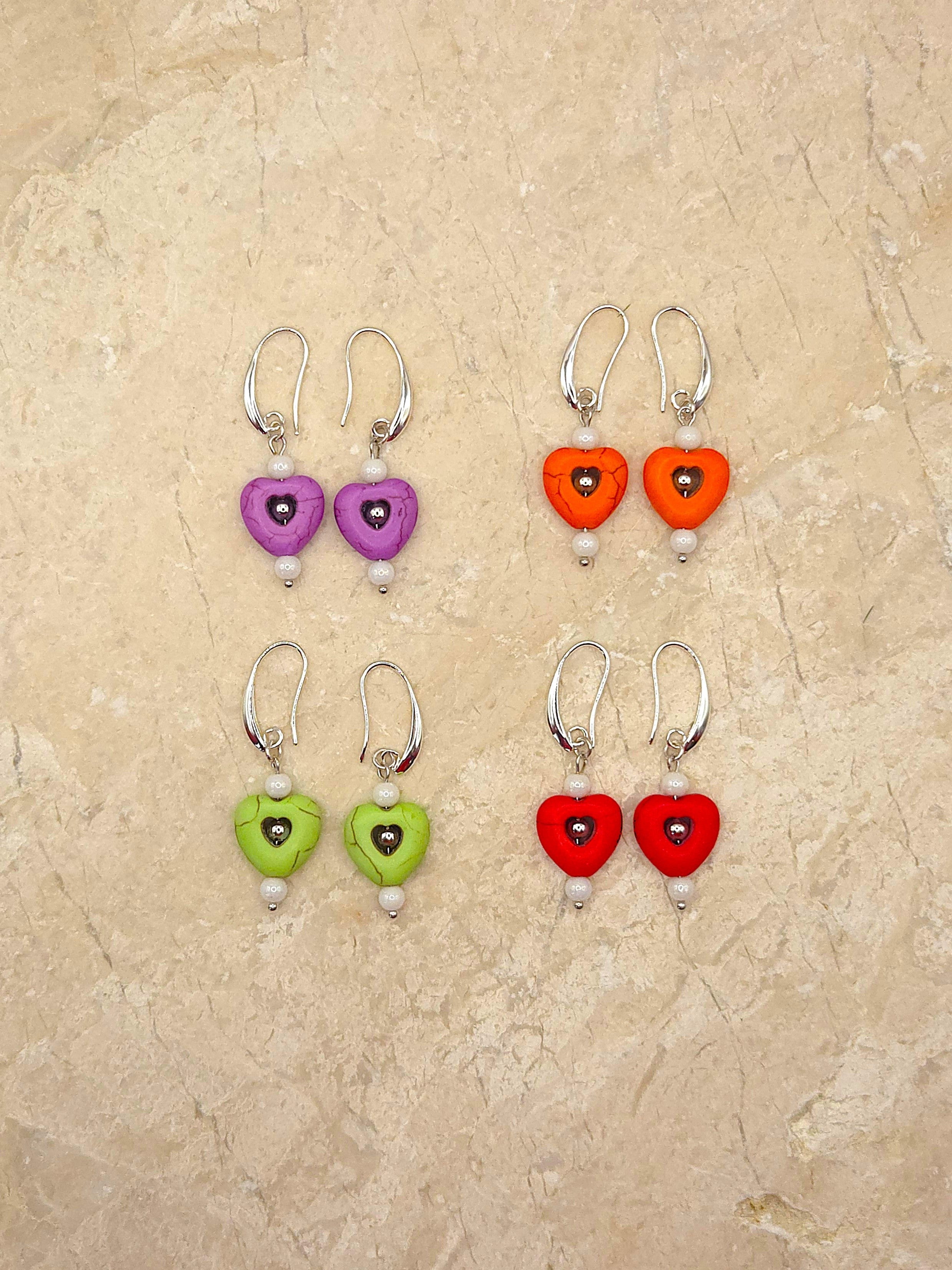 Stone Heart Earrings