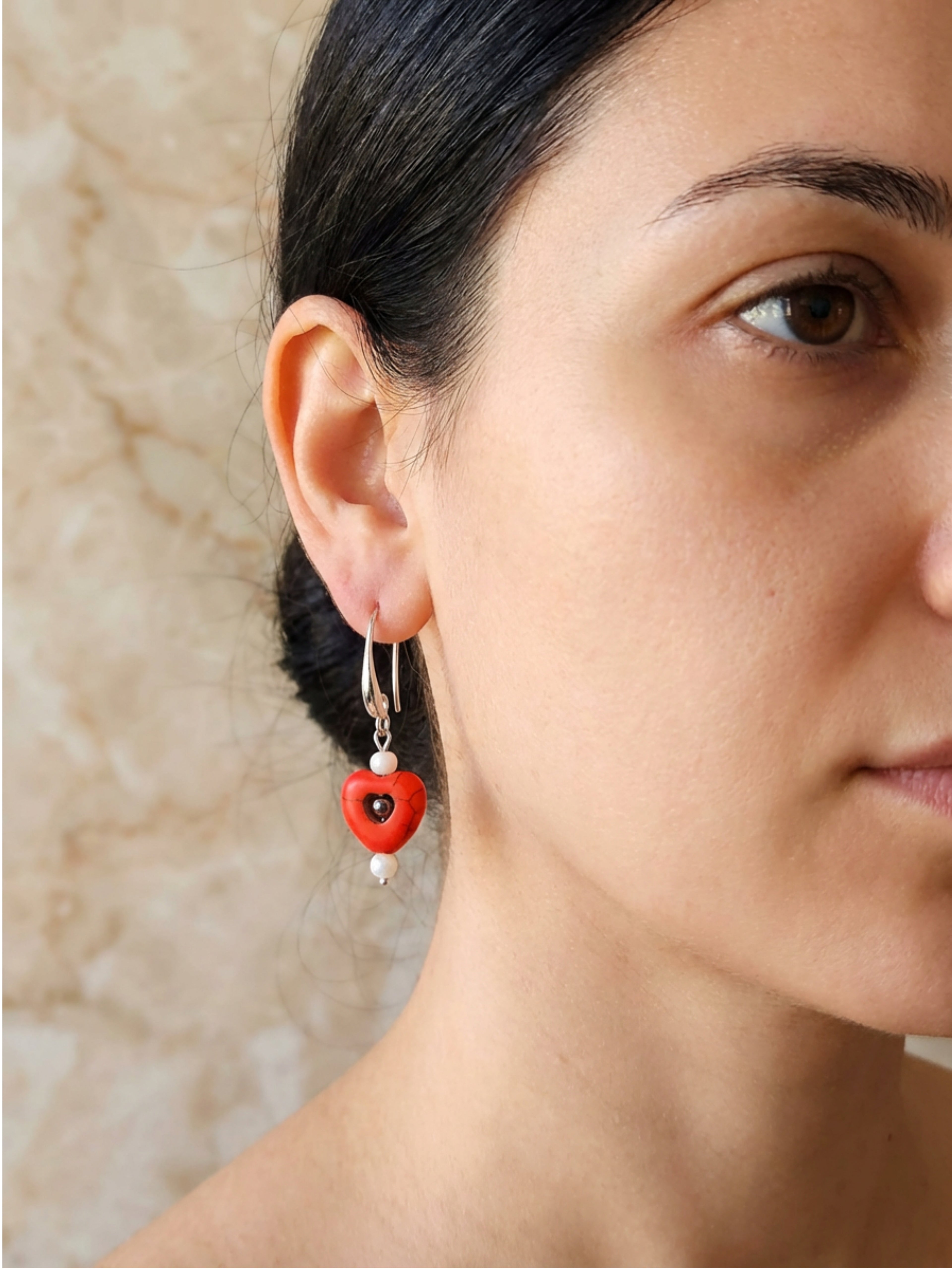 Stone Heart Earrings