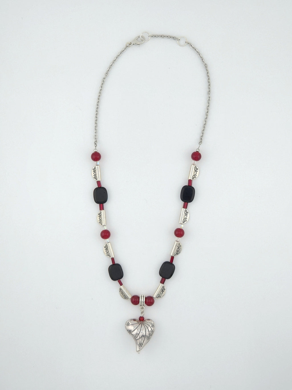 Engraved Silver Heart Pendant Necklace- 20"