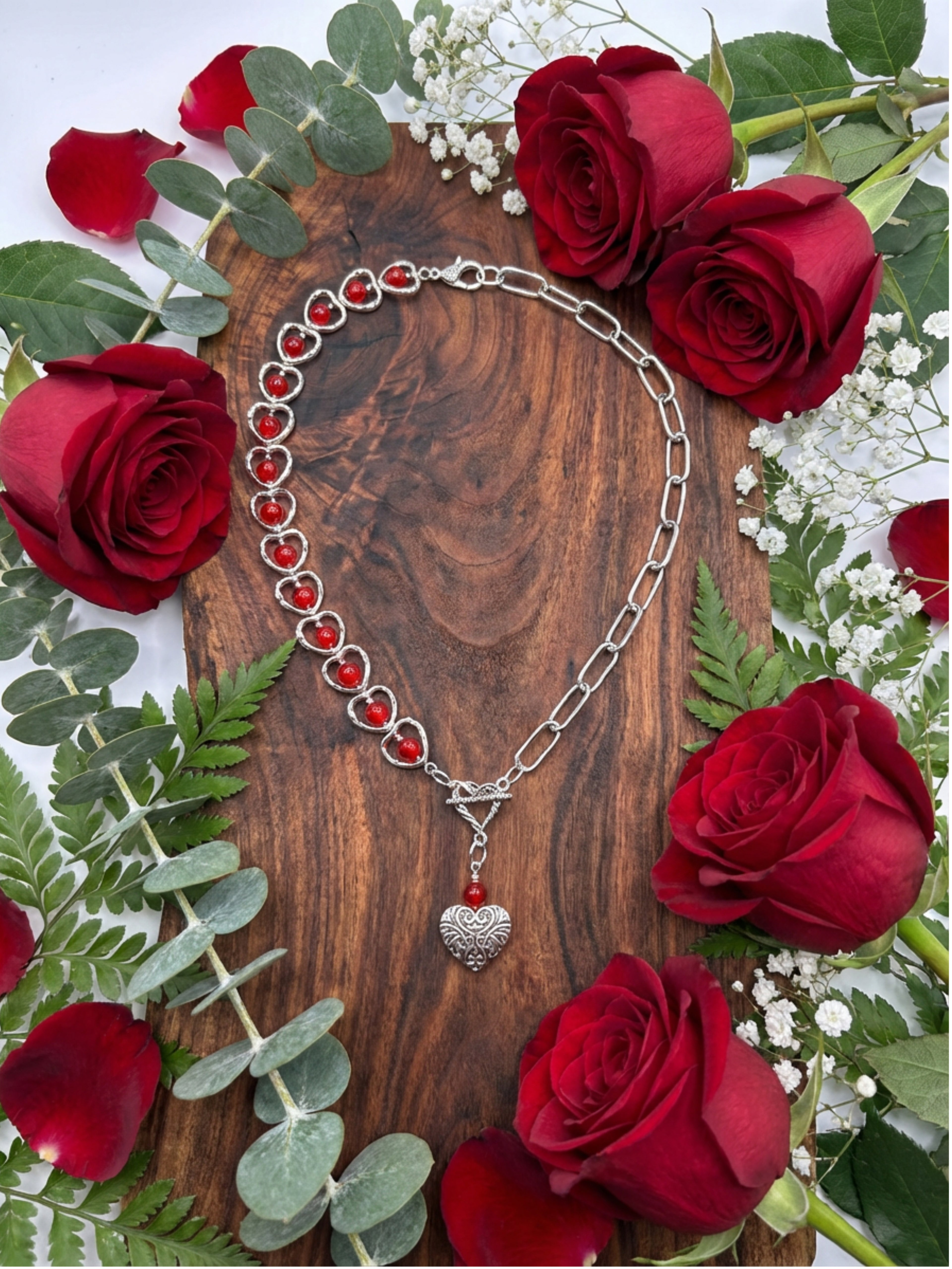 Sweeping Heart Pendant Necklace 20"