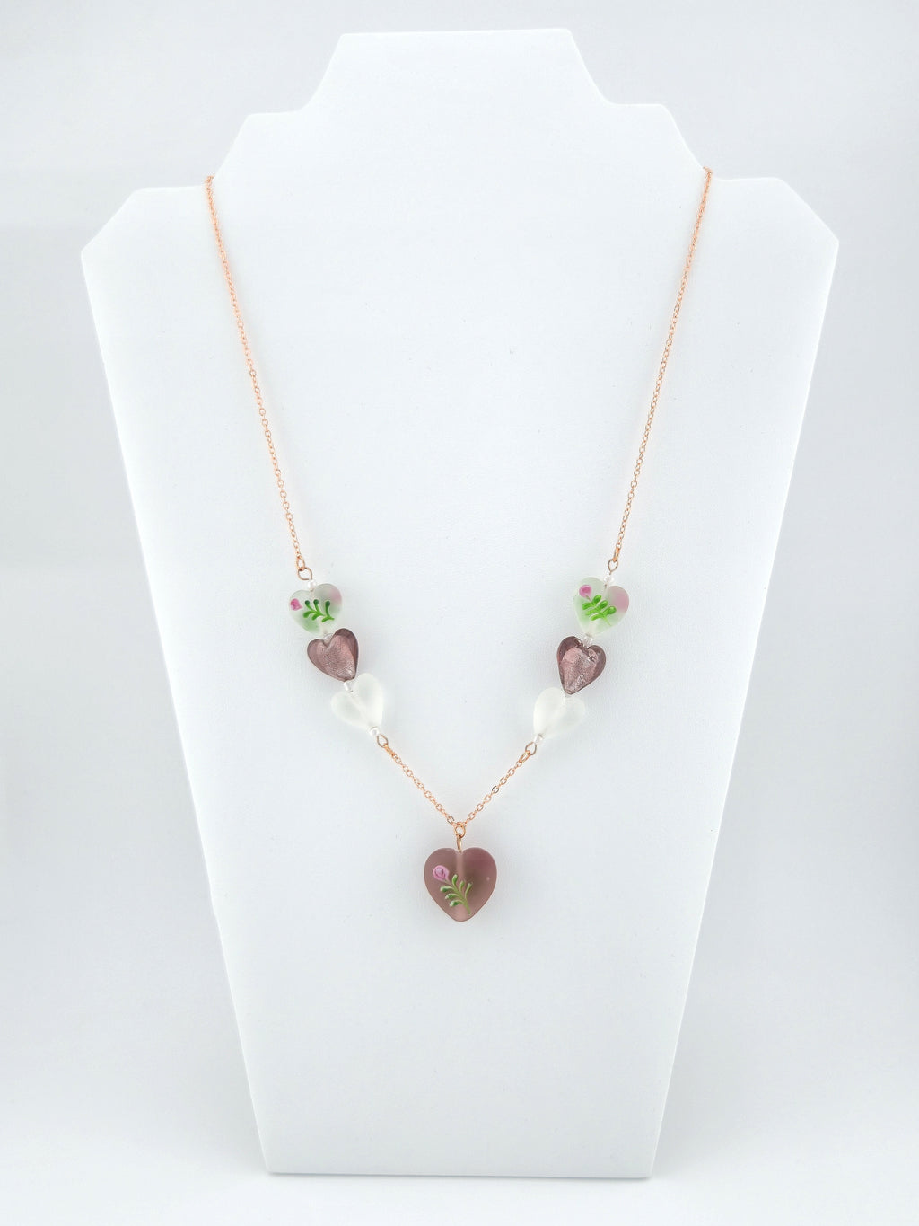 Amethyst Painted Heart Pendant Necklace- 22"