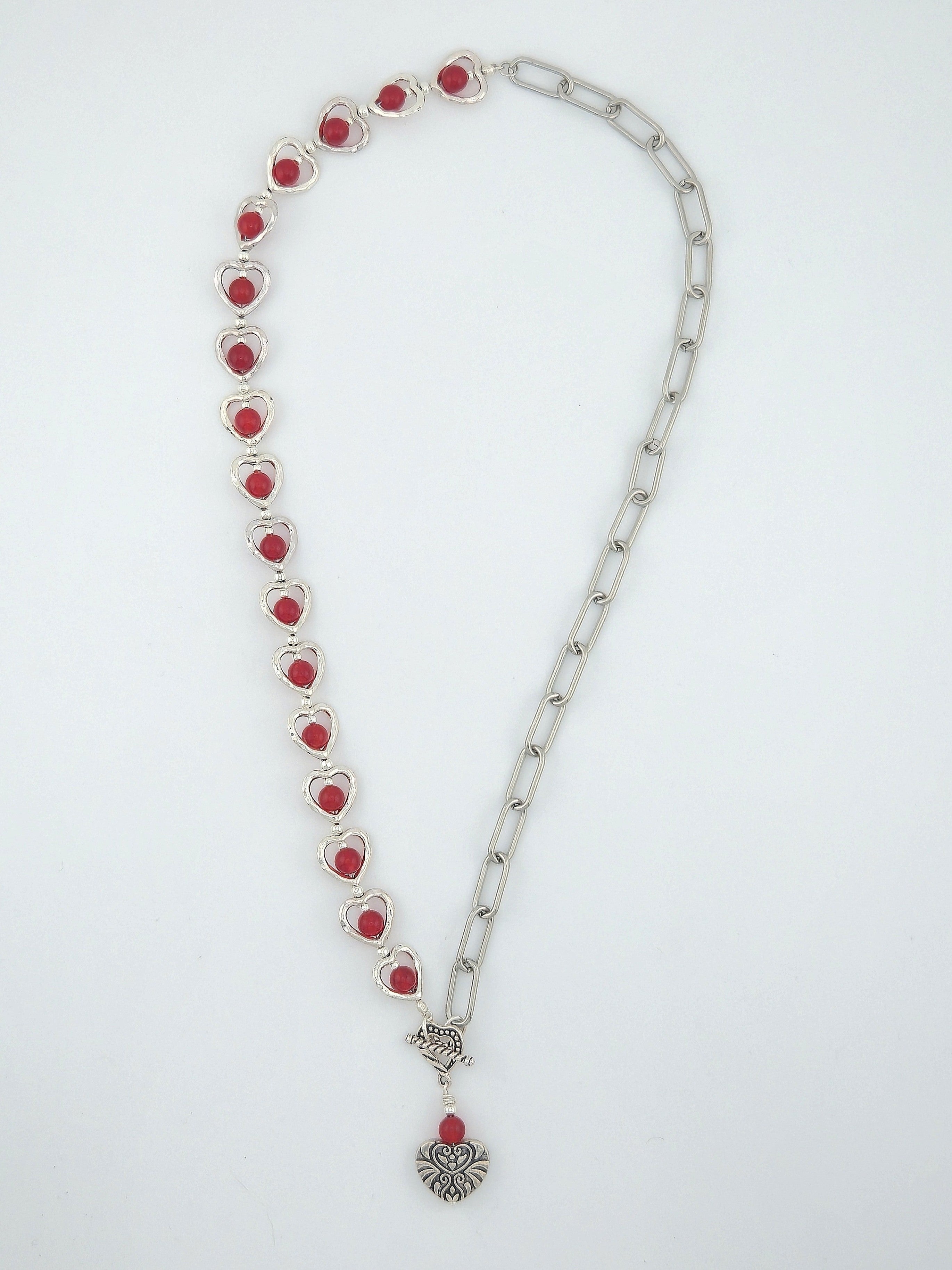 Sweeping Heart Pendant Necklace 20"