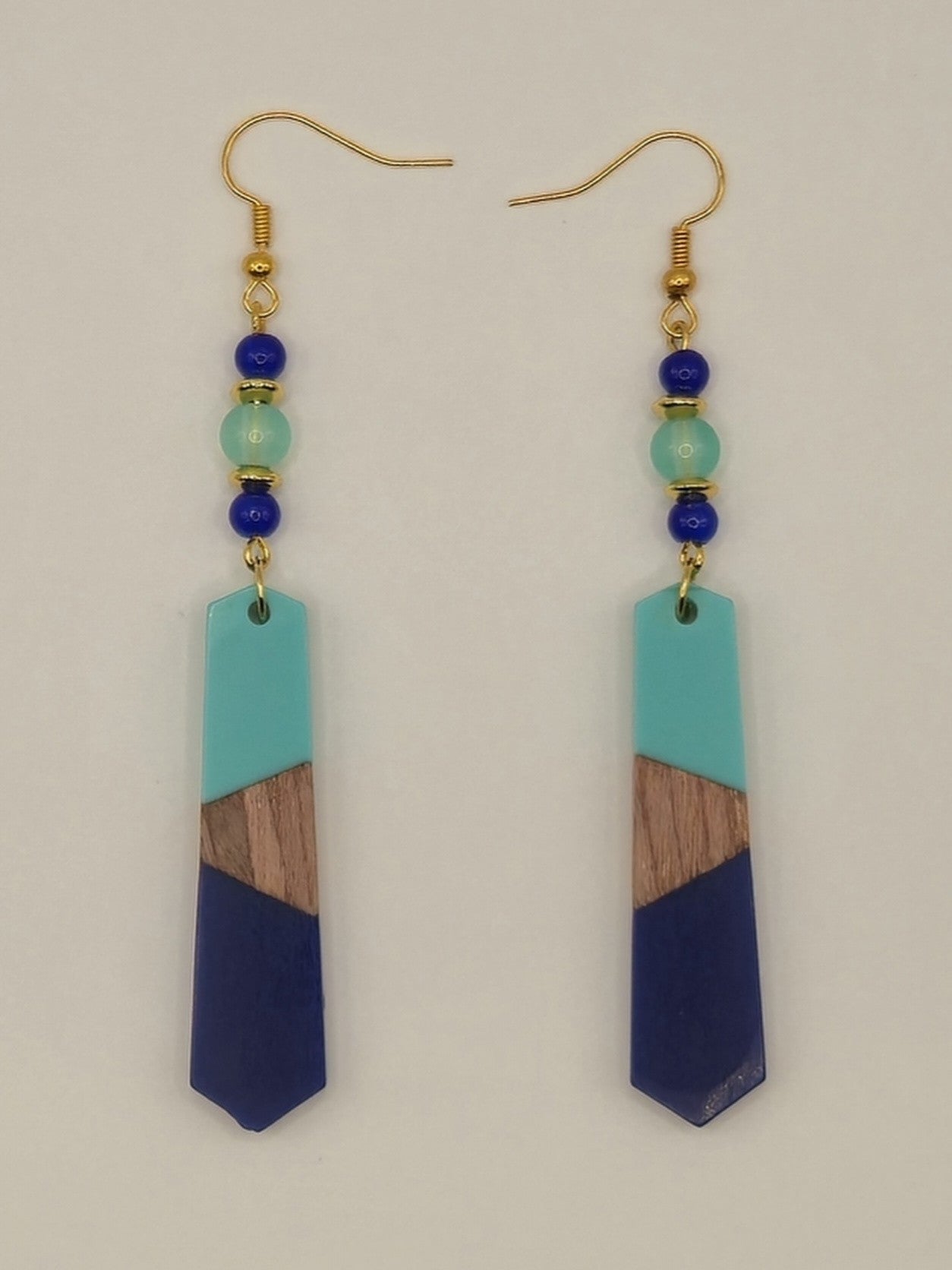Colorful Wood/Resin Pedulum Earrings
