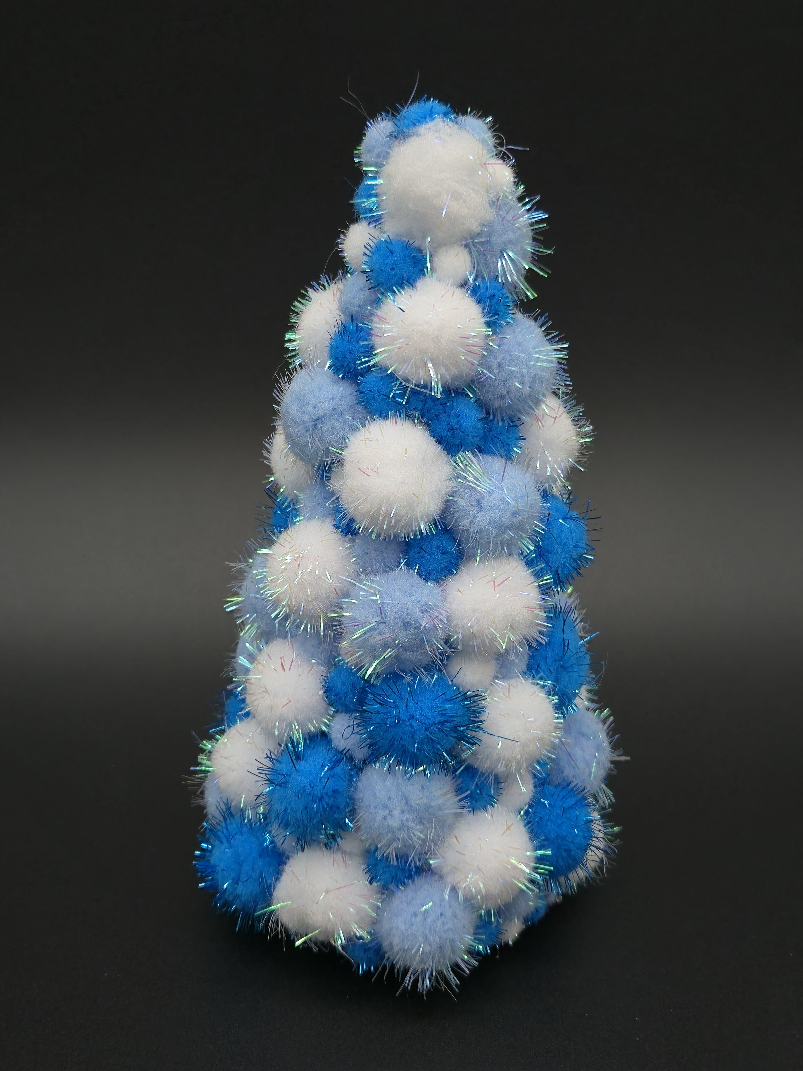 Blue Tinsel Pom Pom Tree
